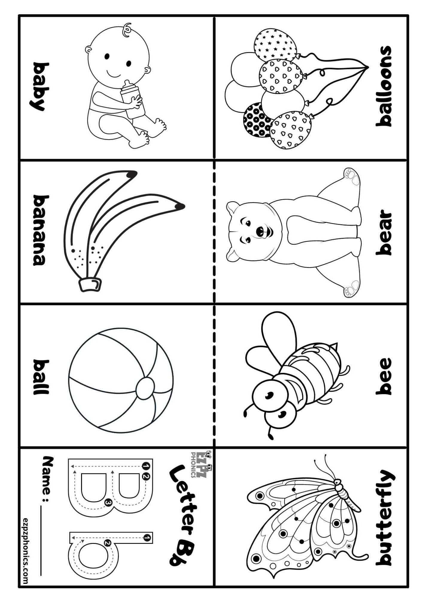 Letter B Mini Coloring Book Free Printable PDF Ezpzphonics