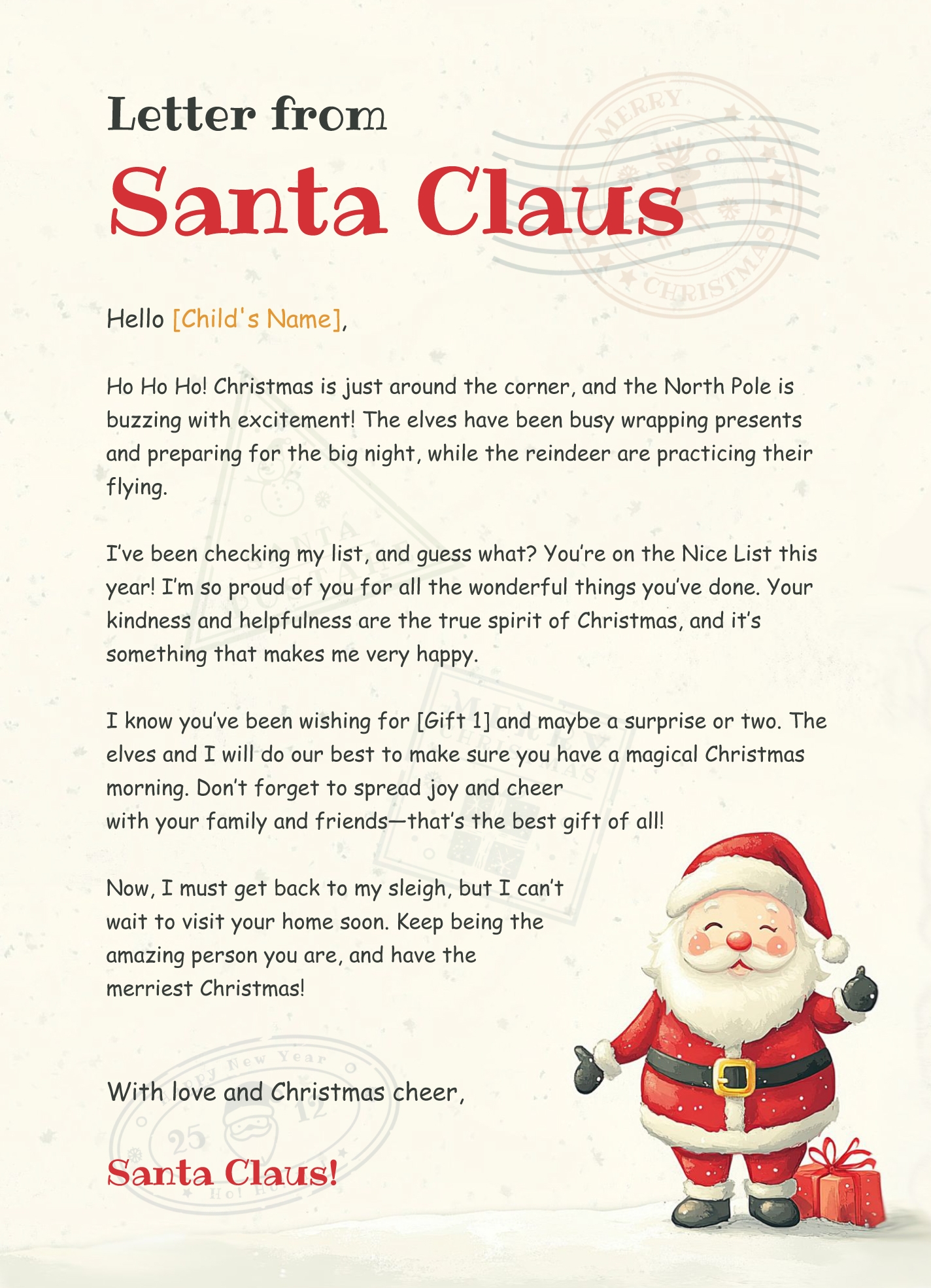 free letter from santa printable