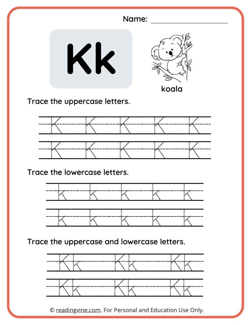 free printable letter k worksheets
