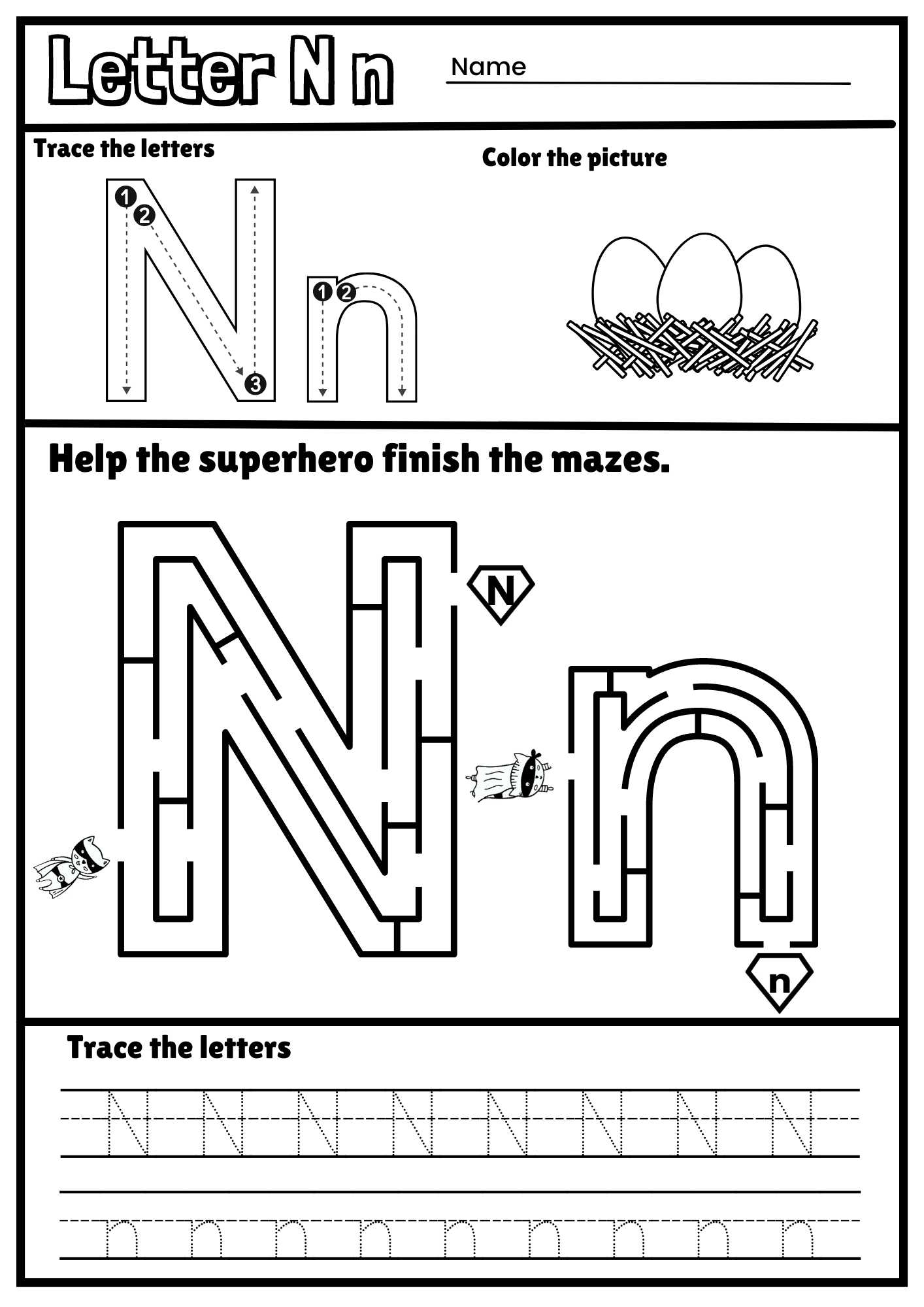 letter n printable