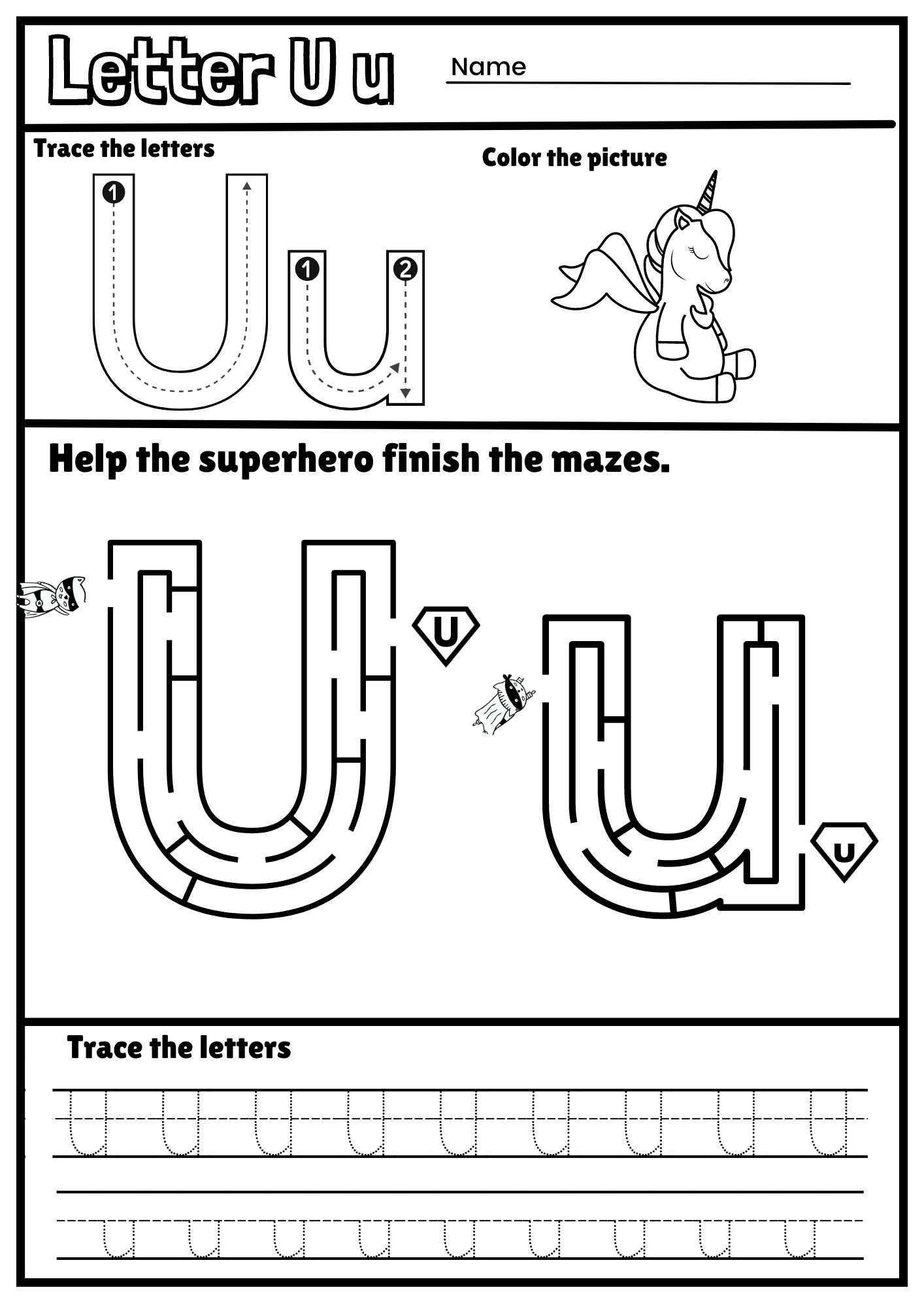 letter u printable