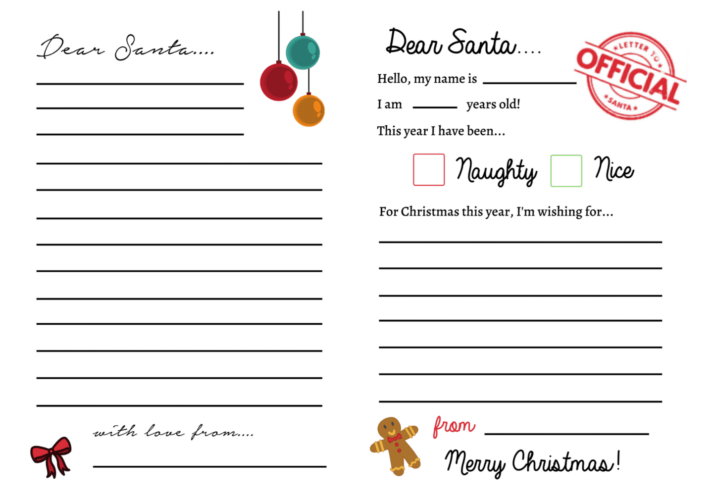 santa letter template printable free