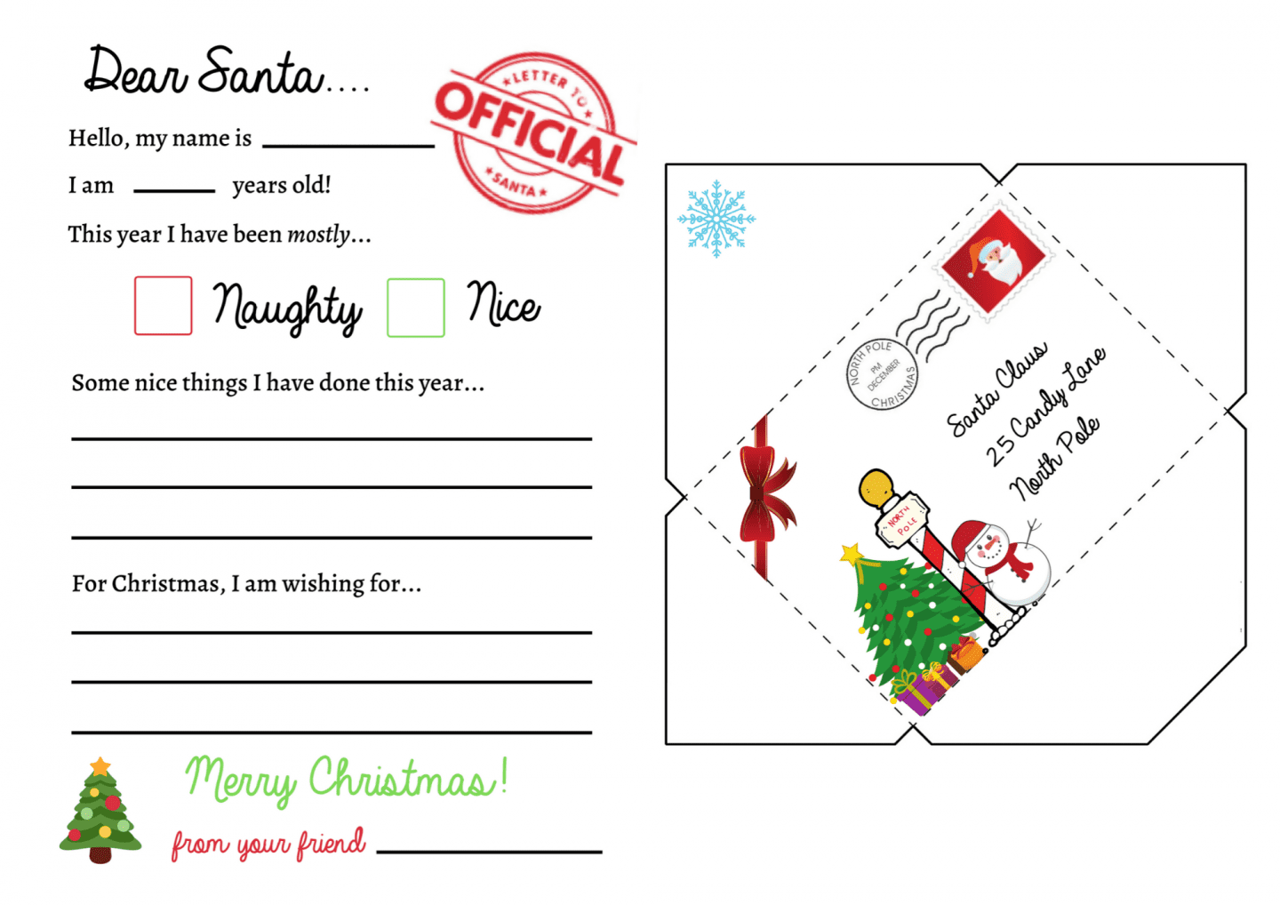 free printable santa claus letter