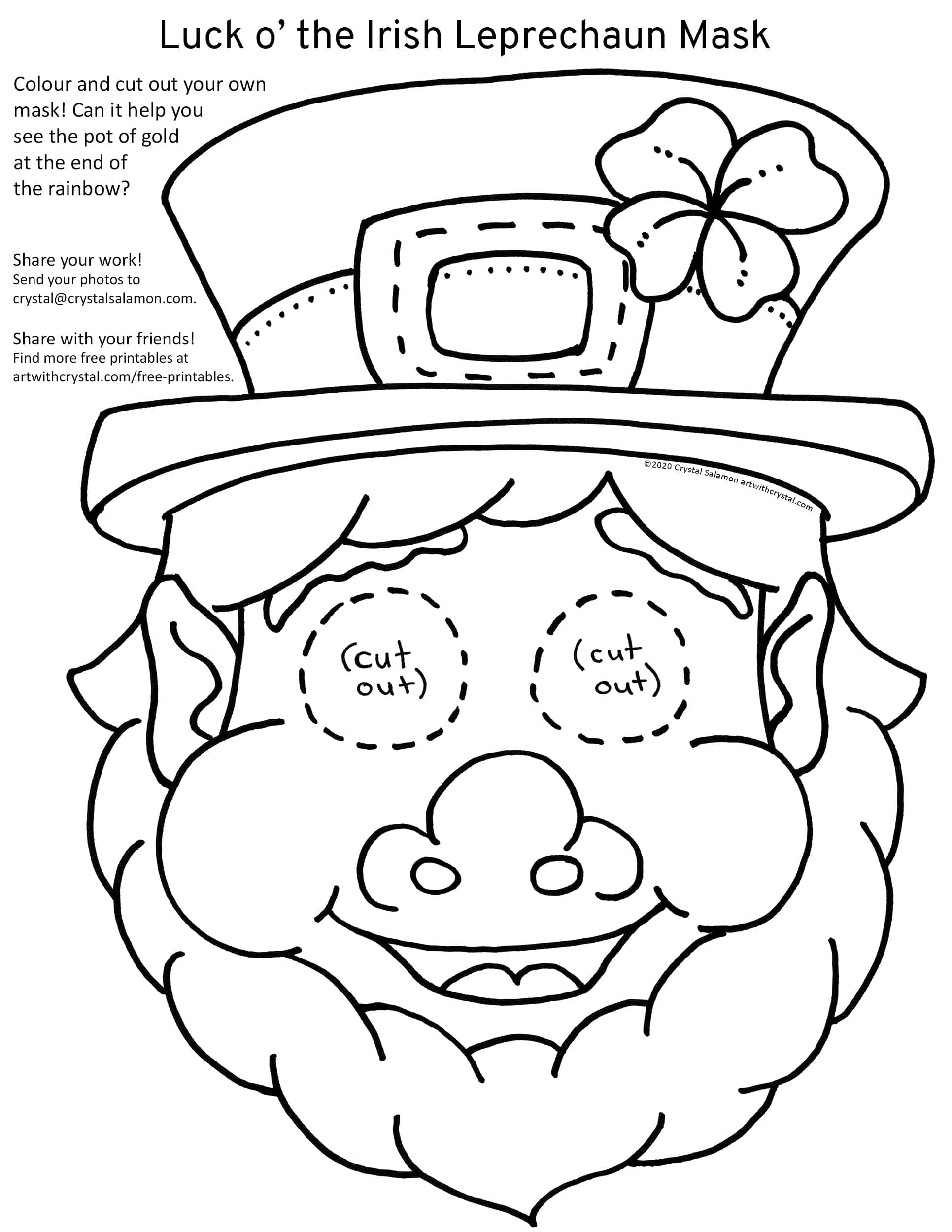 Luck O The Irish Leprechaun Mask FREE Printable Art With Crystal Luck O The Irish Leprechaun Mask FREE Printable Art With Crystal
