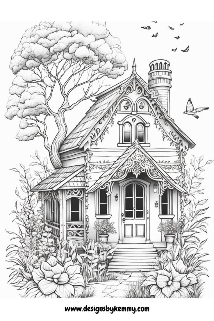 Magical House Coloring Page Free Adult Coloring Pages Designs By Kemmy