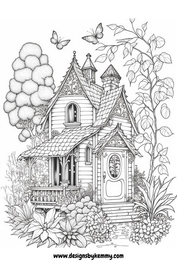 Magical House Coloring Page Free Adult Coloring Pages Designs By Kemmy
