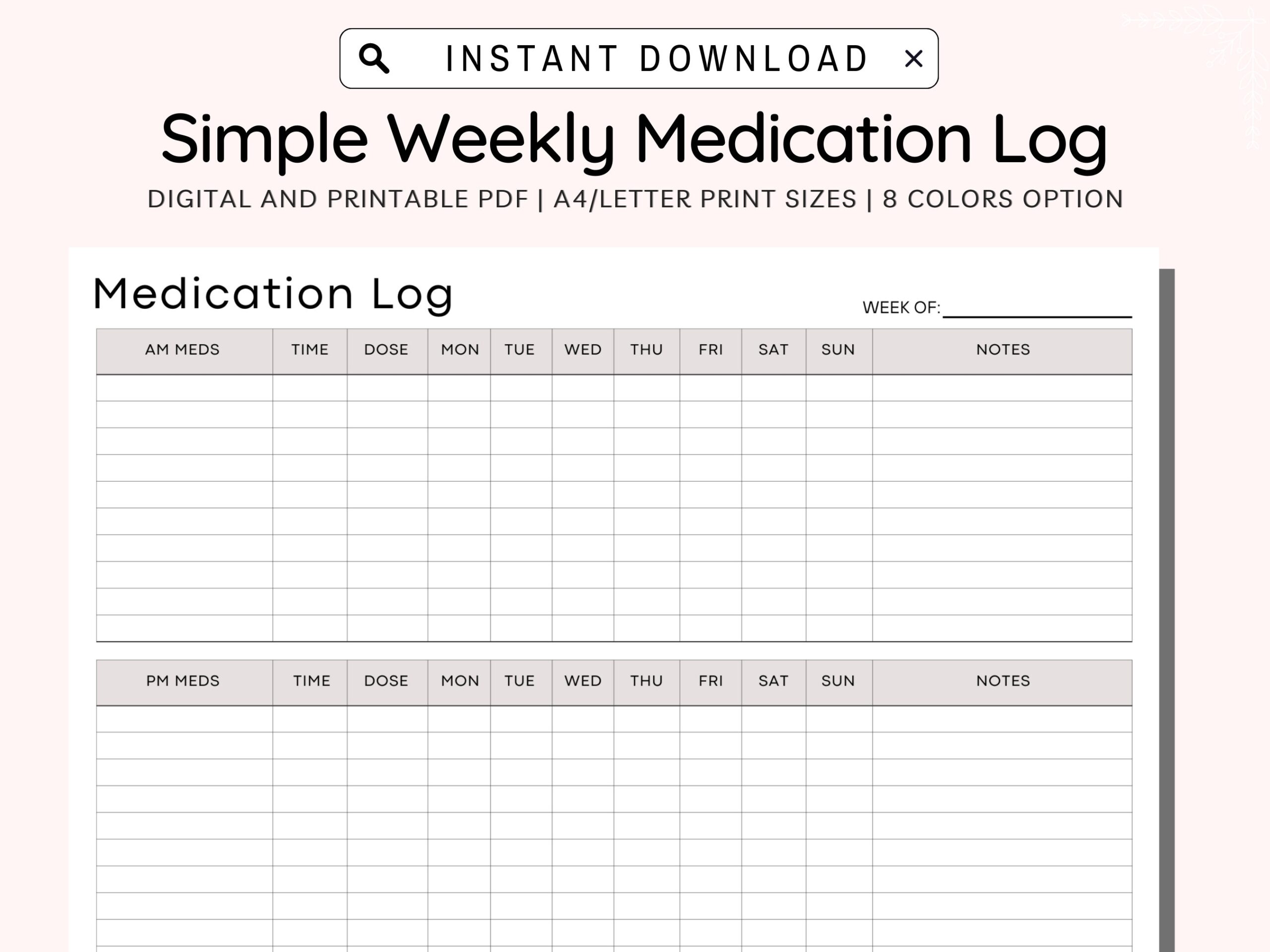 free printable medication chart