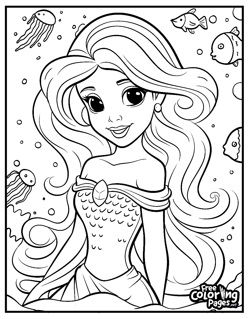 printable coloring mermaid
