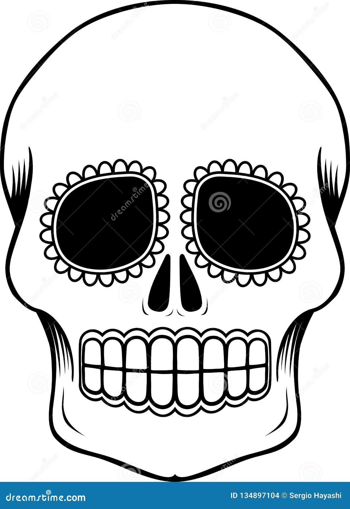 Mexican Sugar Skull Template Stock Vector Illustration Of Graphic Book 134897104