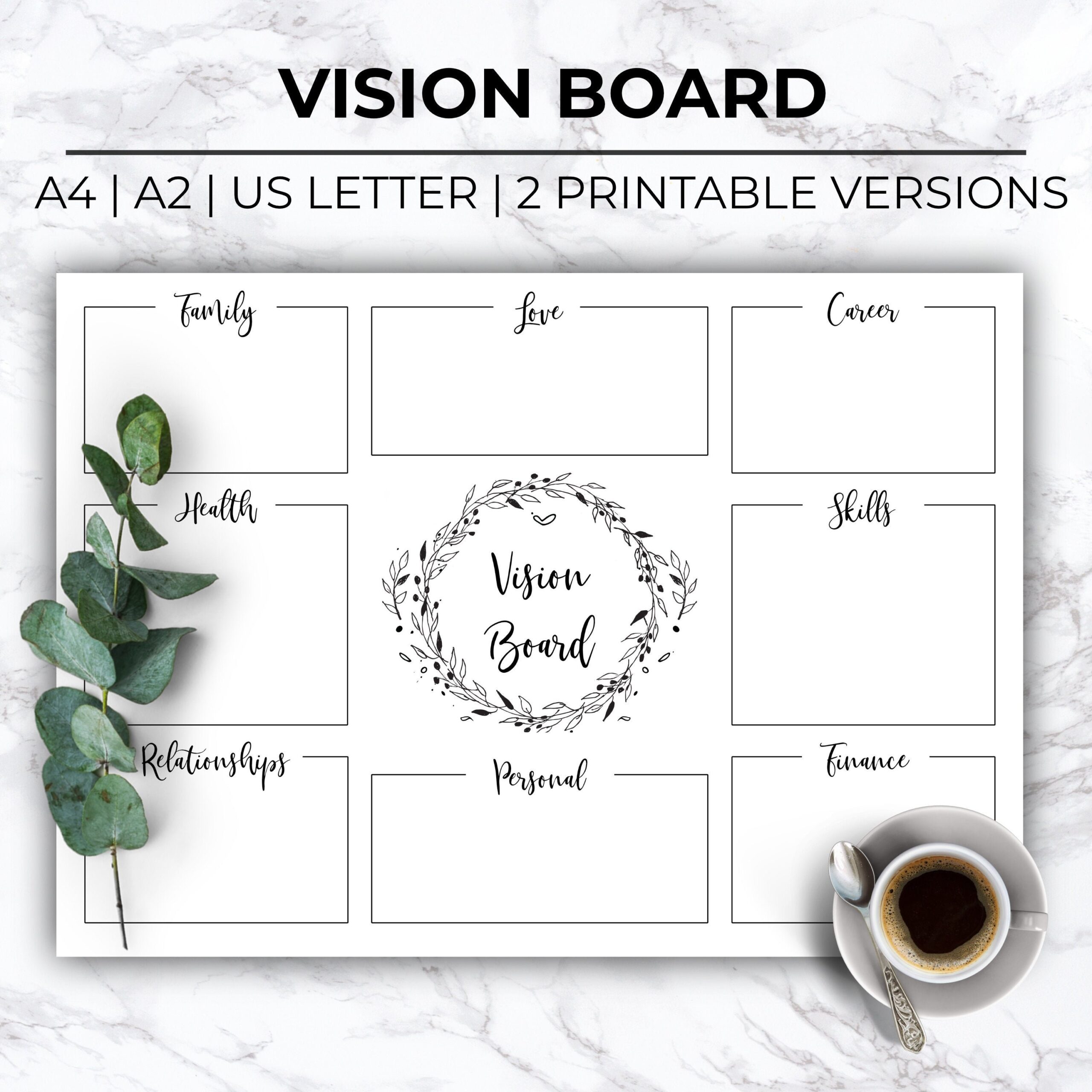 Minimalist Printable Vision Board Template printable Dream Board simple Vision Board For Manifestating minimalist Affirmations Planner Etsy
