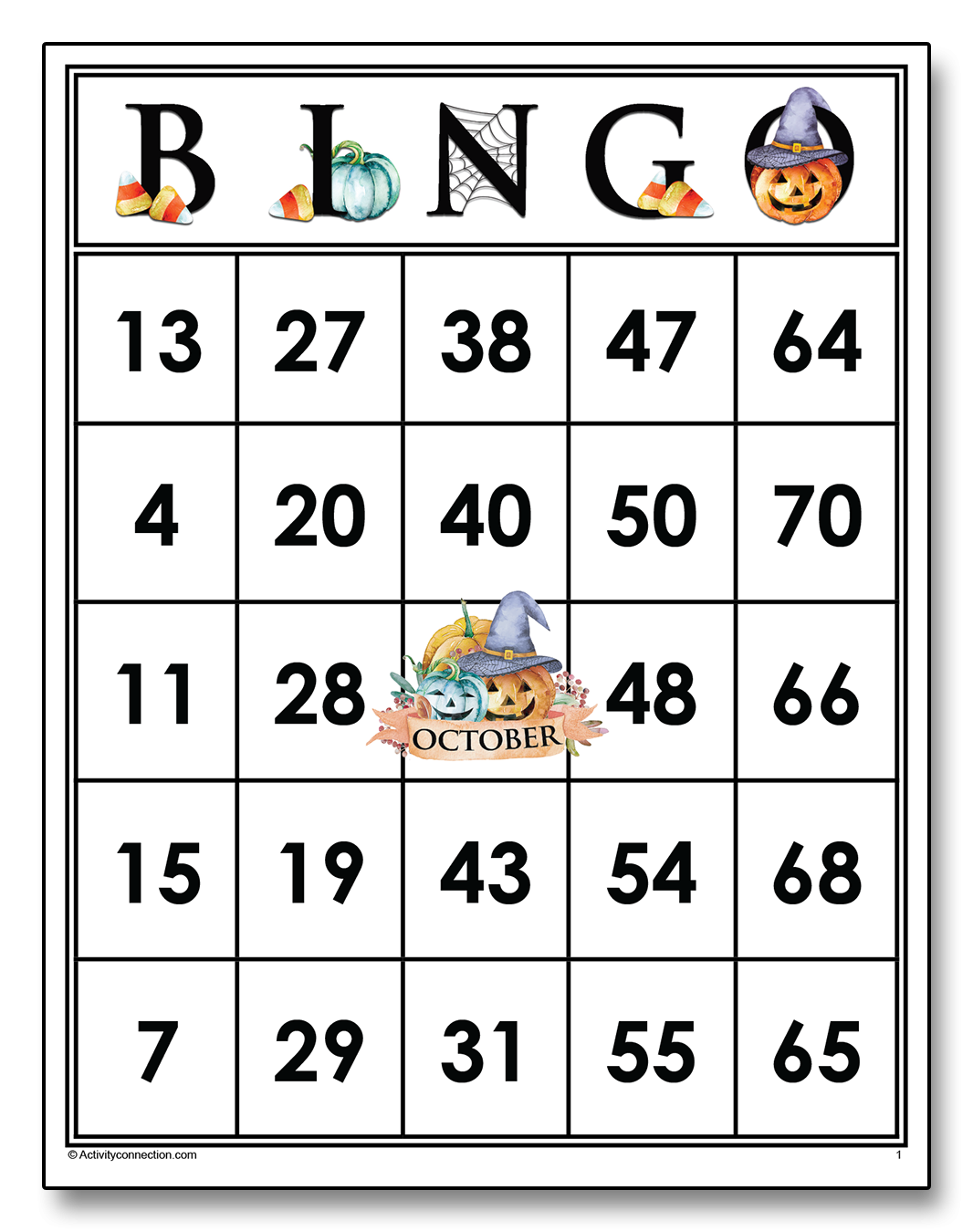 Month Of October Bingo Cards Printable Activity Connection