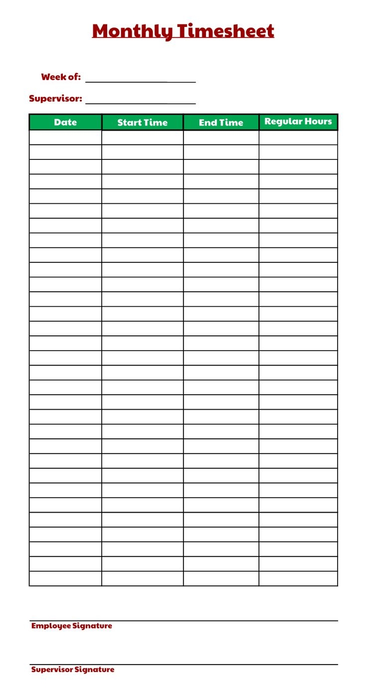 employee printable time sheets