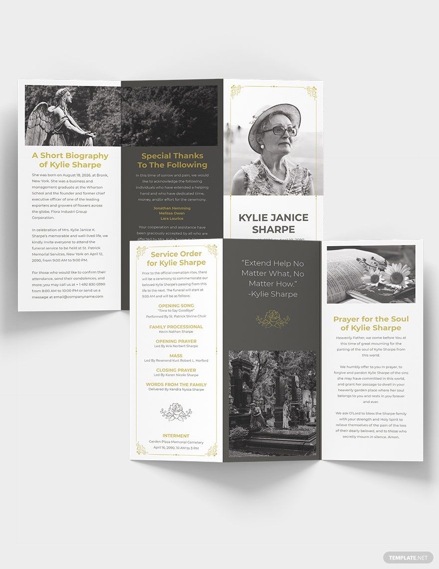 Mother MOM Eulogy Funeral Tri fold Brochure Template In Pages InDesign Word Publisher Google Docs Illustrator PSD Download Template