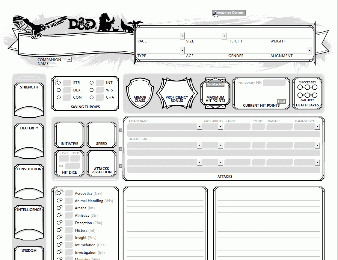 dnd character sheets printable