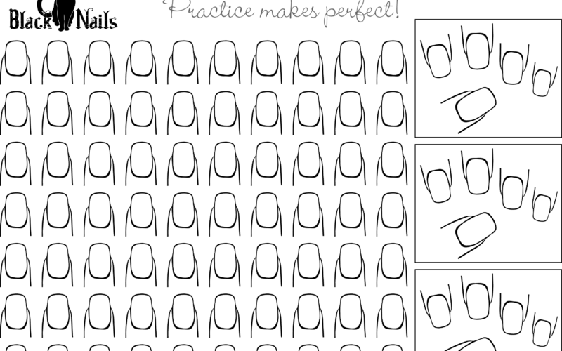 Nail Art Design Practice Templates Or Sheets Black Cat Nails