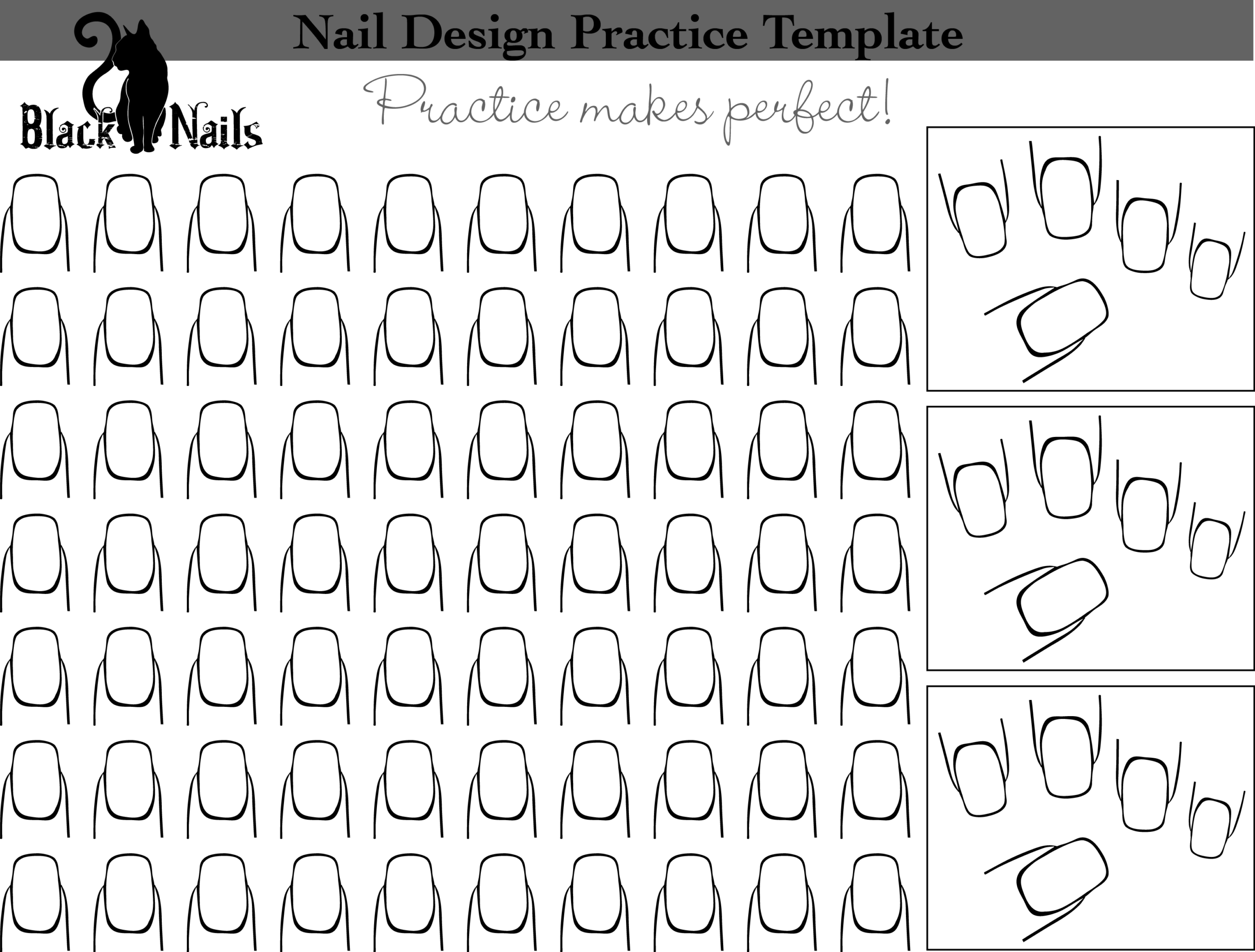 Nail Art Design Practice Templates Or Sheets Black Cat Nails Nail Art Design Practice Templates Or Sheets Black Cat Nails