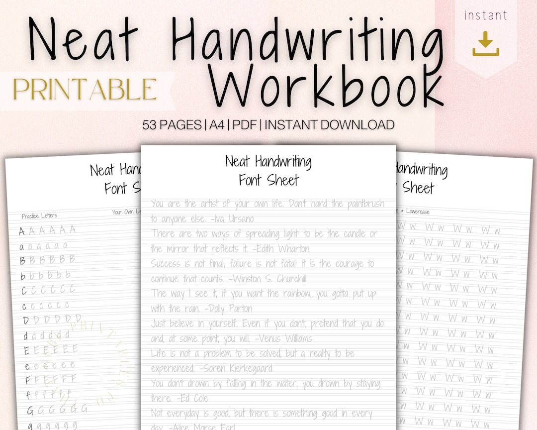 Neat Handwriting Practice Sheet Printable Handwriting Work Sheet Uppercase lowercase numbers A4 PDF Instant Download Etsy