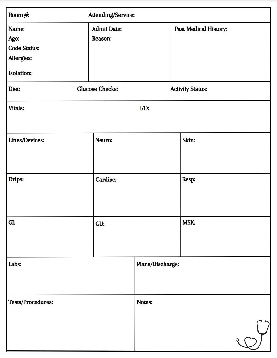 Nurse Report Sheet Printable Instant Download Daily To do List Daily Planner Task Organizer Nurse Planner Etsy