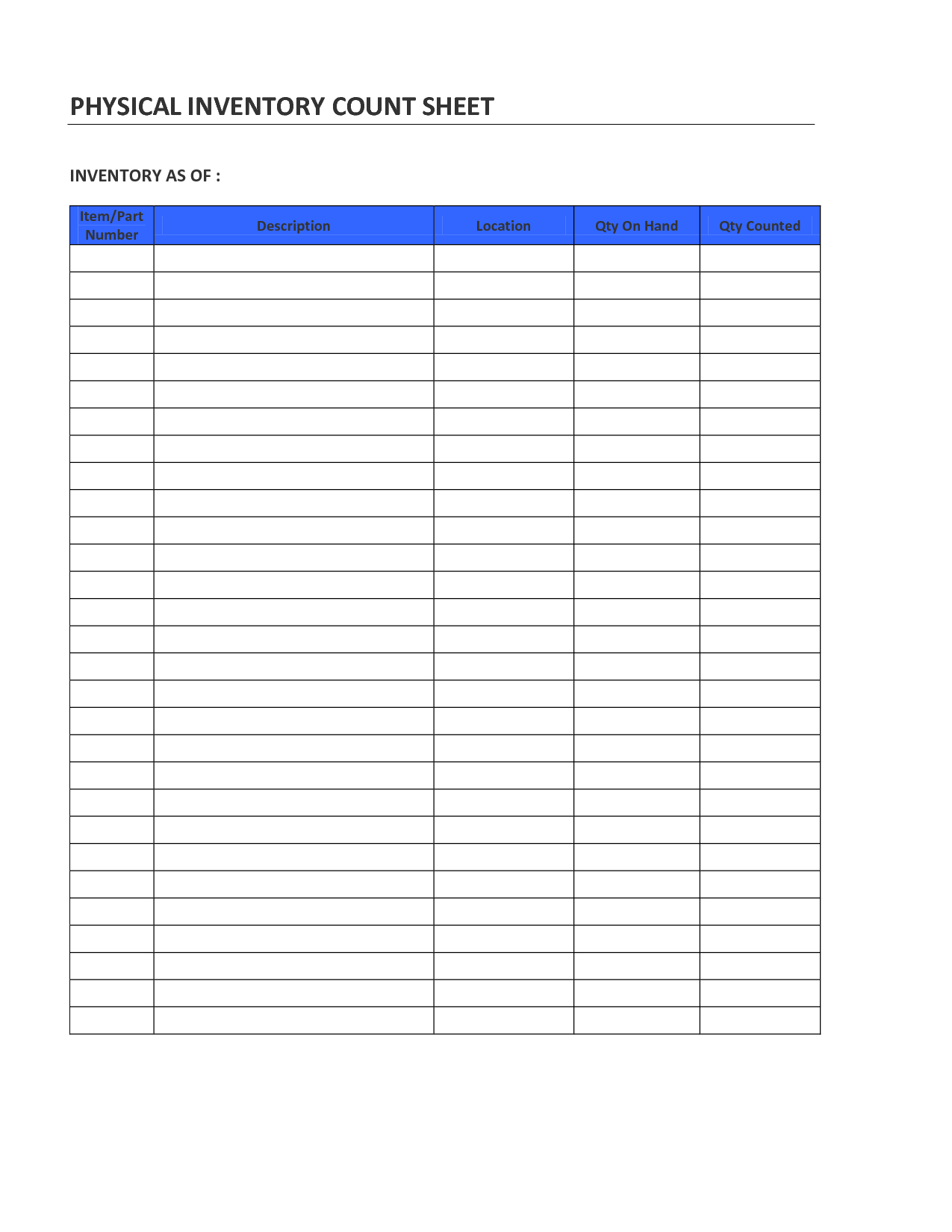 inventory sheets printable