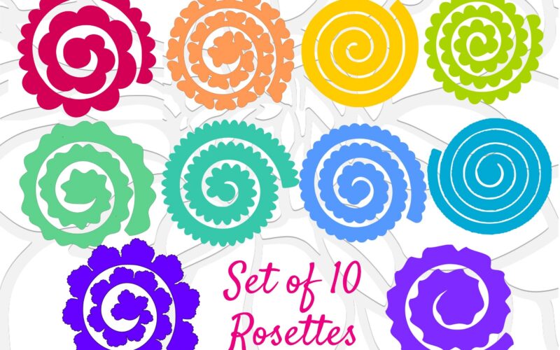 Paper Flower Rolled Rosette Templates Printable PDF Rolled Rosettes Templates Instant Download Set Of 10 Etsy