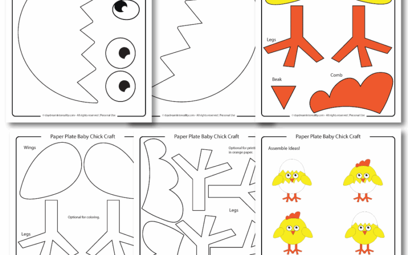 Paper Plate Baby Chick Craft Free PDF Template Daydream Into Reality