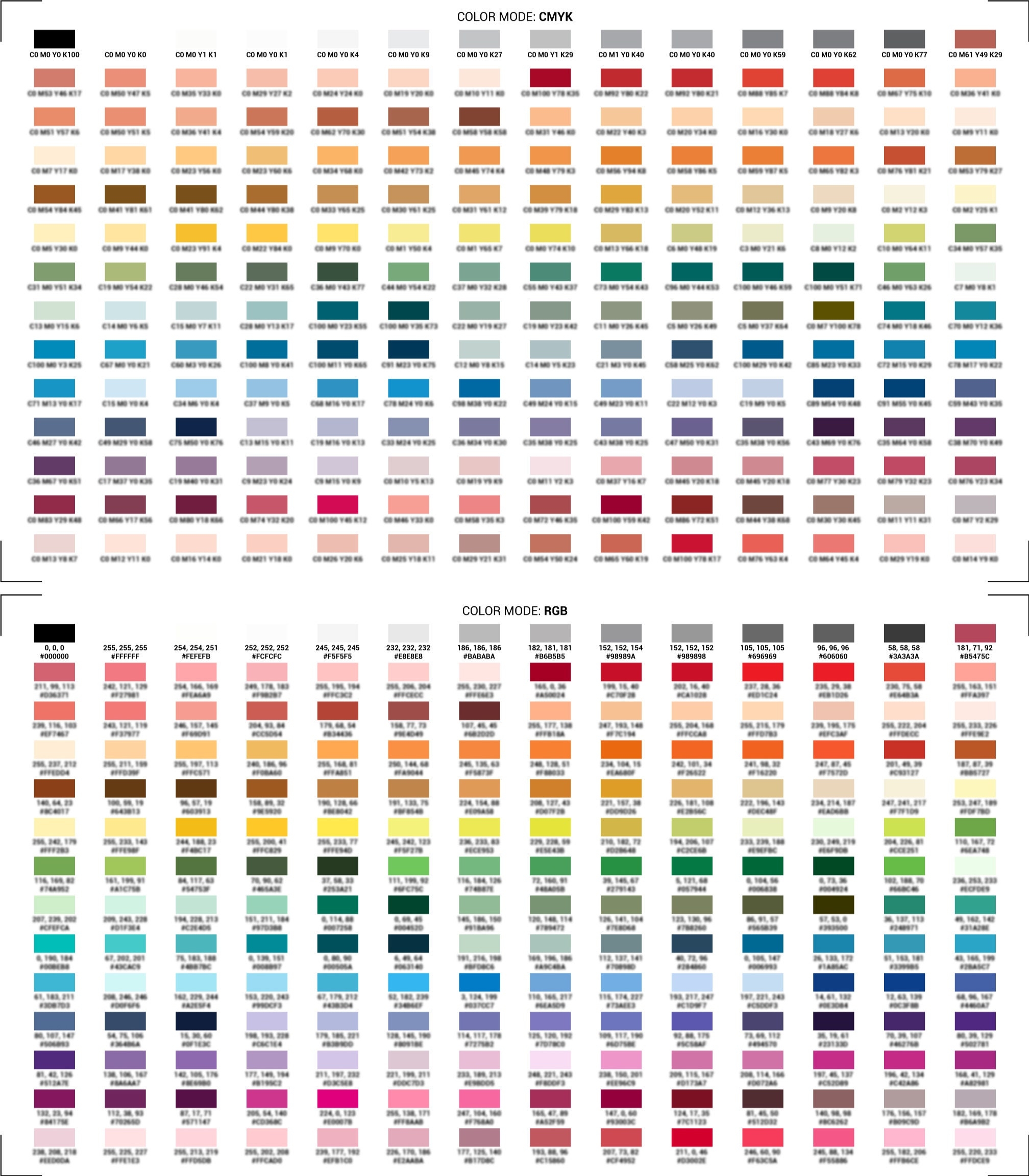 PDF Digital Print Of Color Test Chart CMYK Rgb DTG Color Swatch Test Prints Palettes Etsy