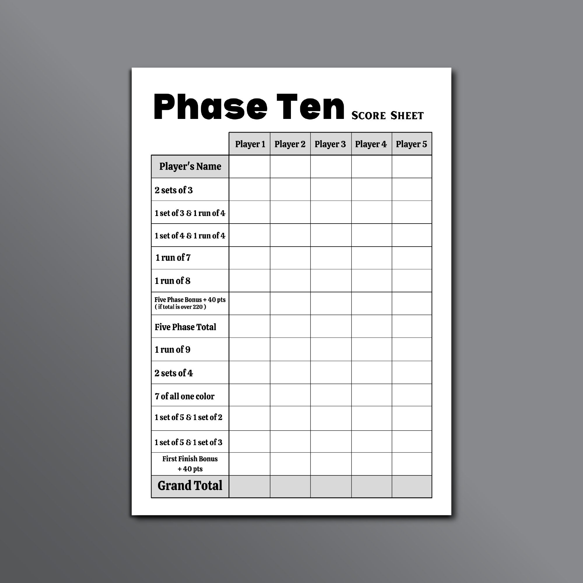 phase 10 printable score sheet