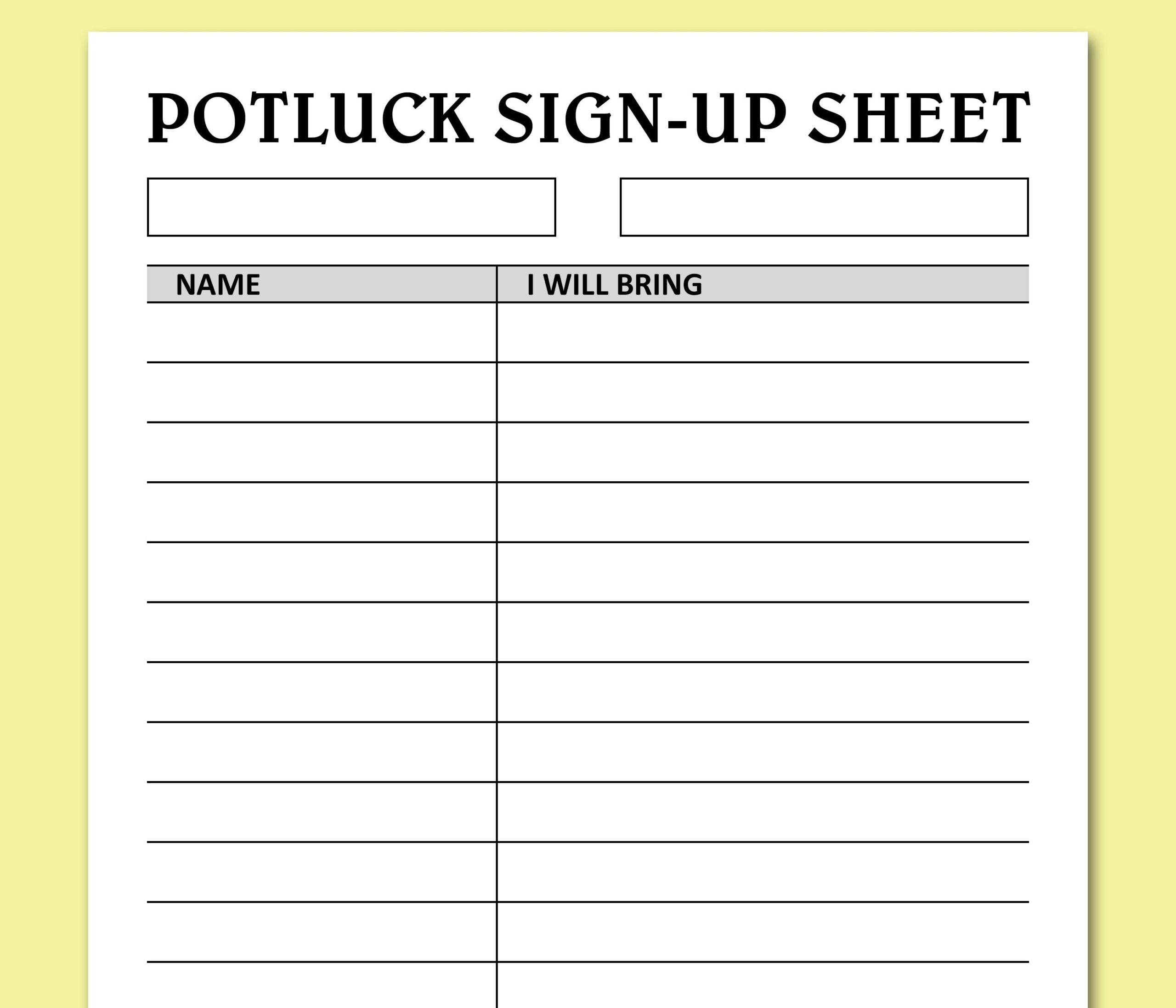 sign up sheet printable