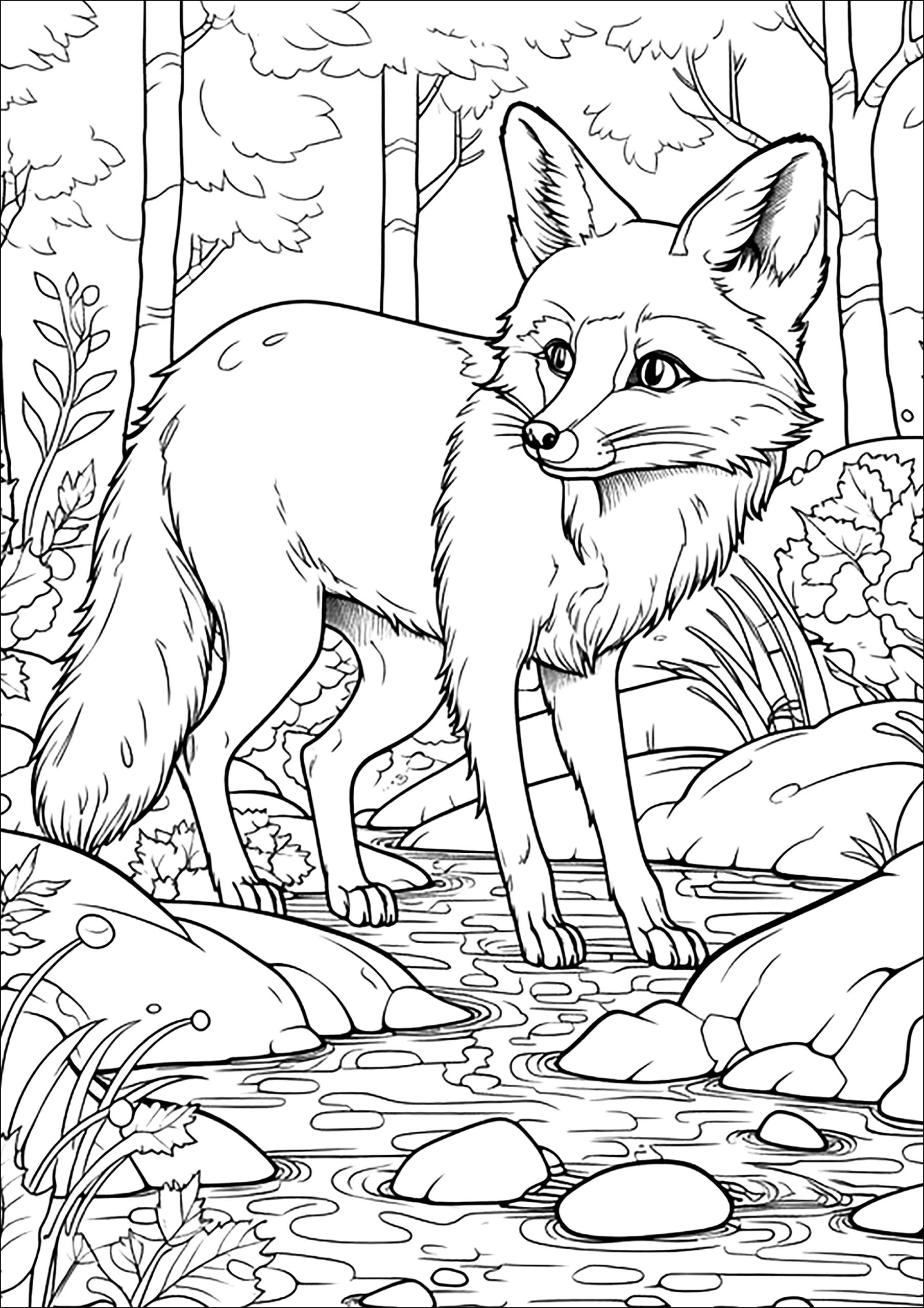 printable fox coloring pages