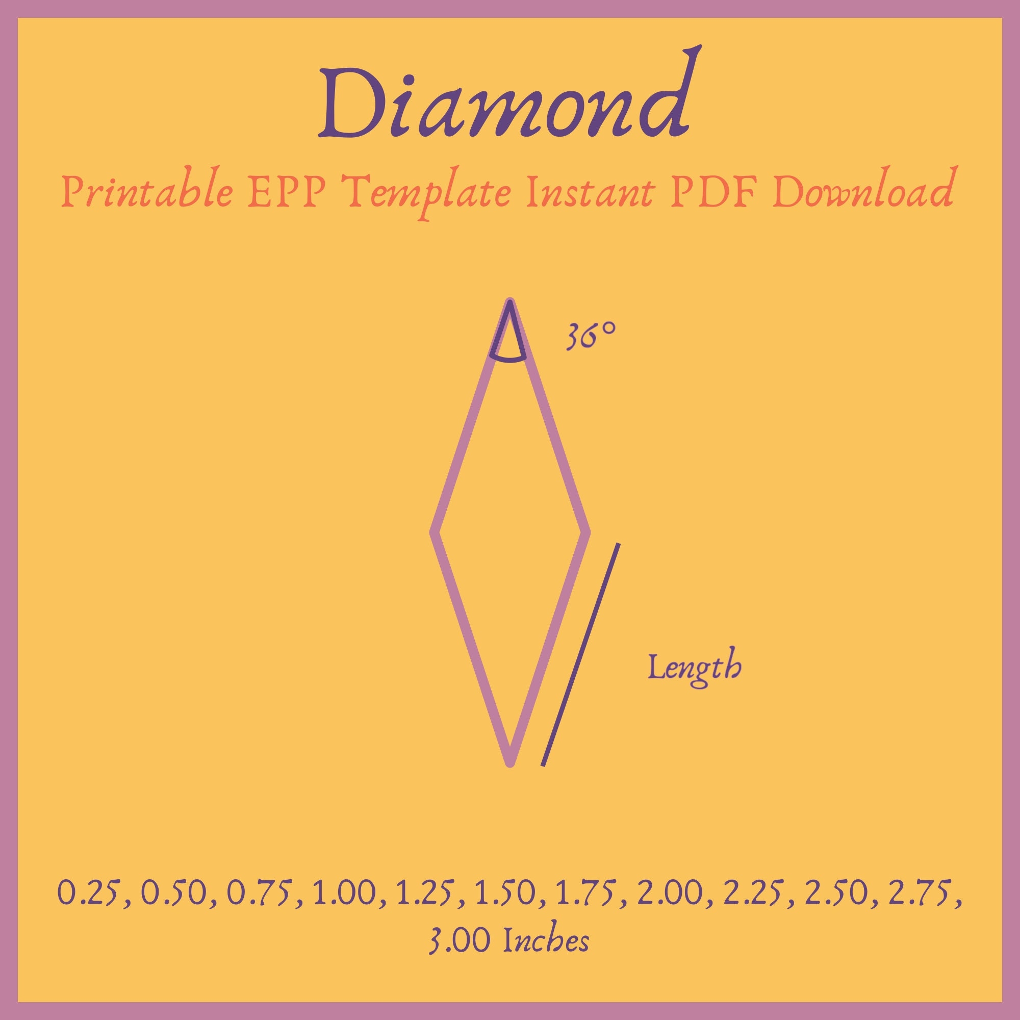 Printable 36 Degree Diamond EPP Template Instant PDF Download Etsy