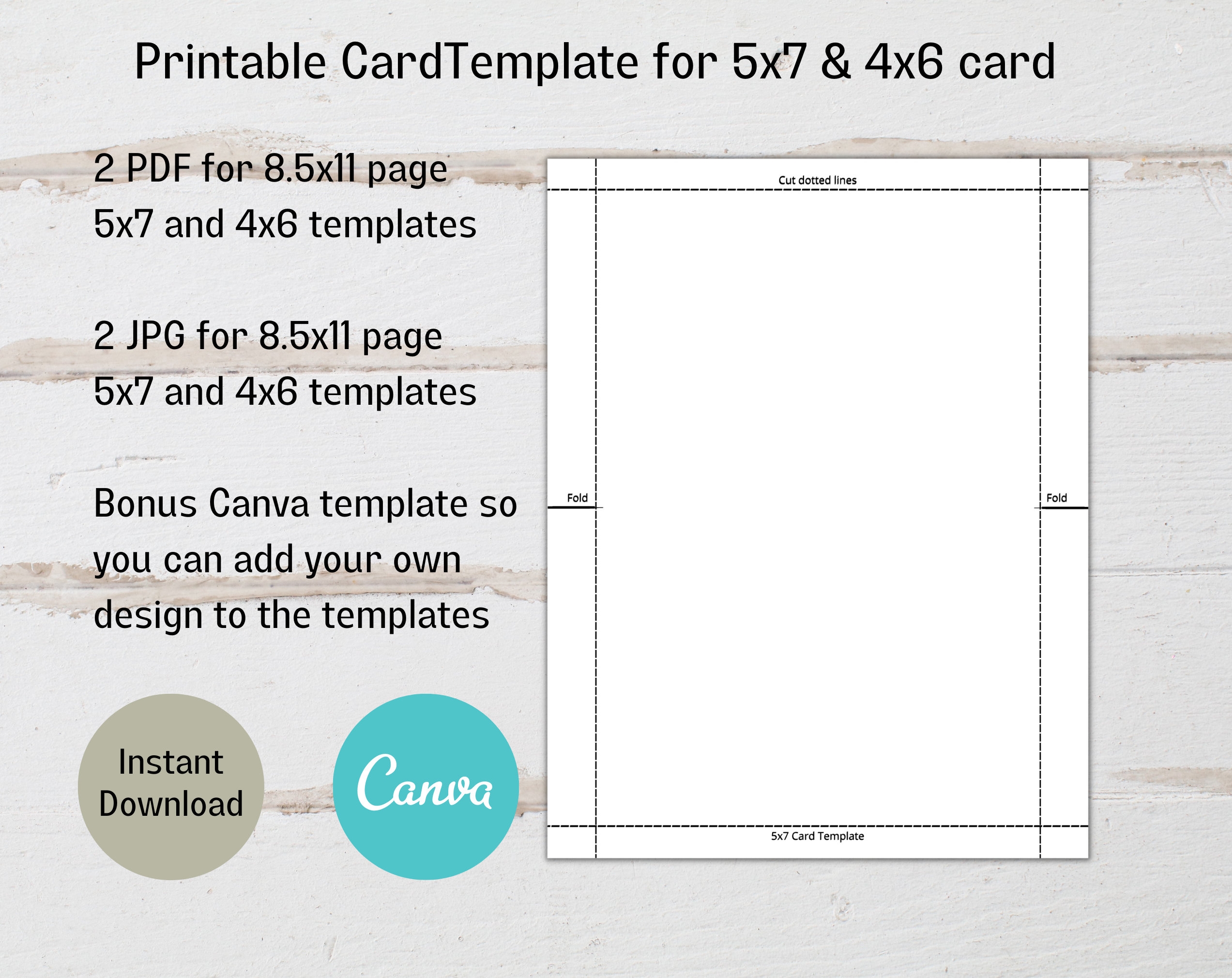 Printable 5x7 And 4x6 Card Templates Canva 5x7 And 4x6 Card Templates Etsy