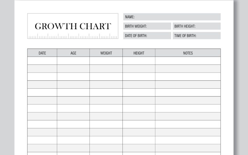 Printable Baby Growth Chart Journal US LETTER A4 A5 Etsy