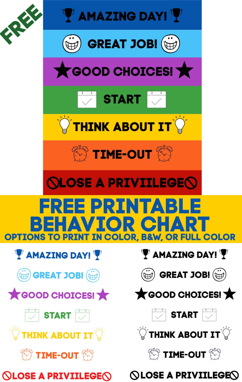 free printable charts for behavior