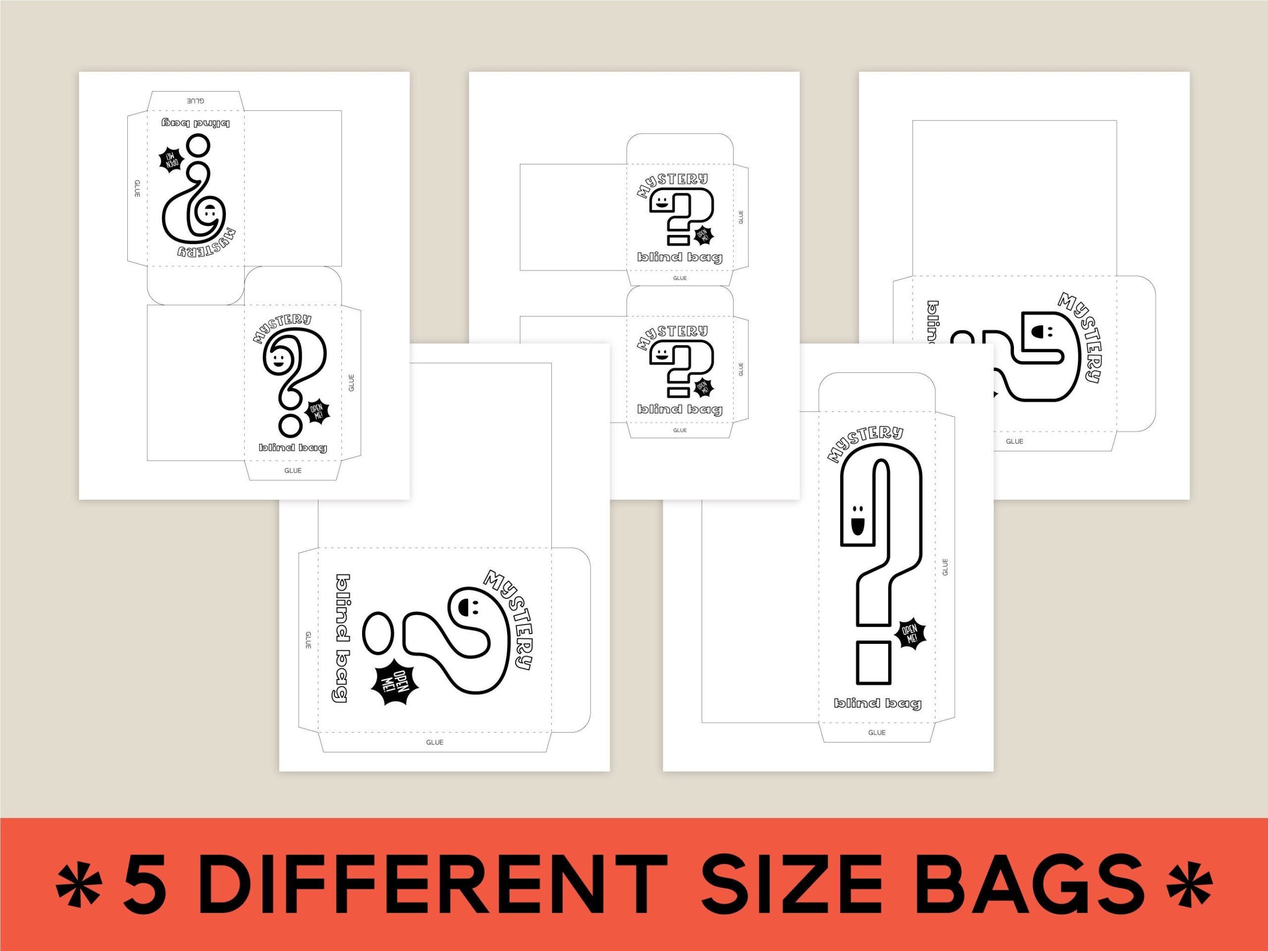 Printable Blind Bag DIY 5 Sizes PDF Digital Download Print At Home Party Favor Teacher Prize Box Gifting Reward Etsy