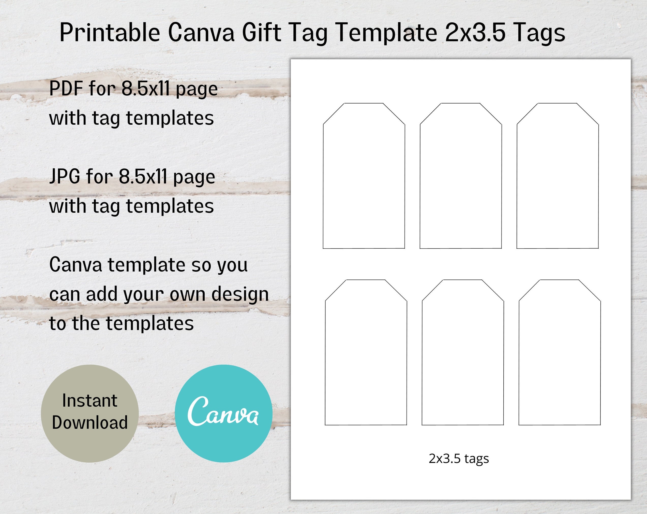 Printable Canva Tag Template For 2x3 5 Inch Tags Hang Tag Template DIY Gift Tags Printable Gift Tags Instant Download Commercial Use Etsy