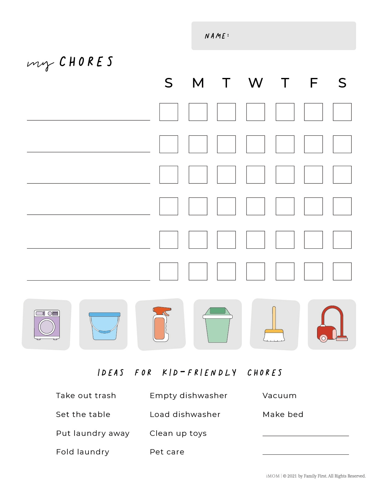 chore charts printable