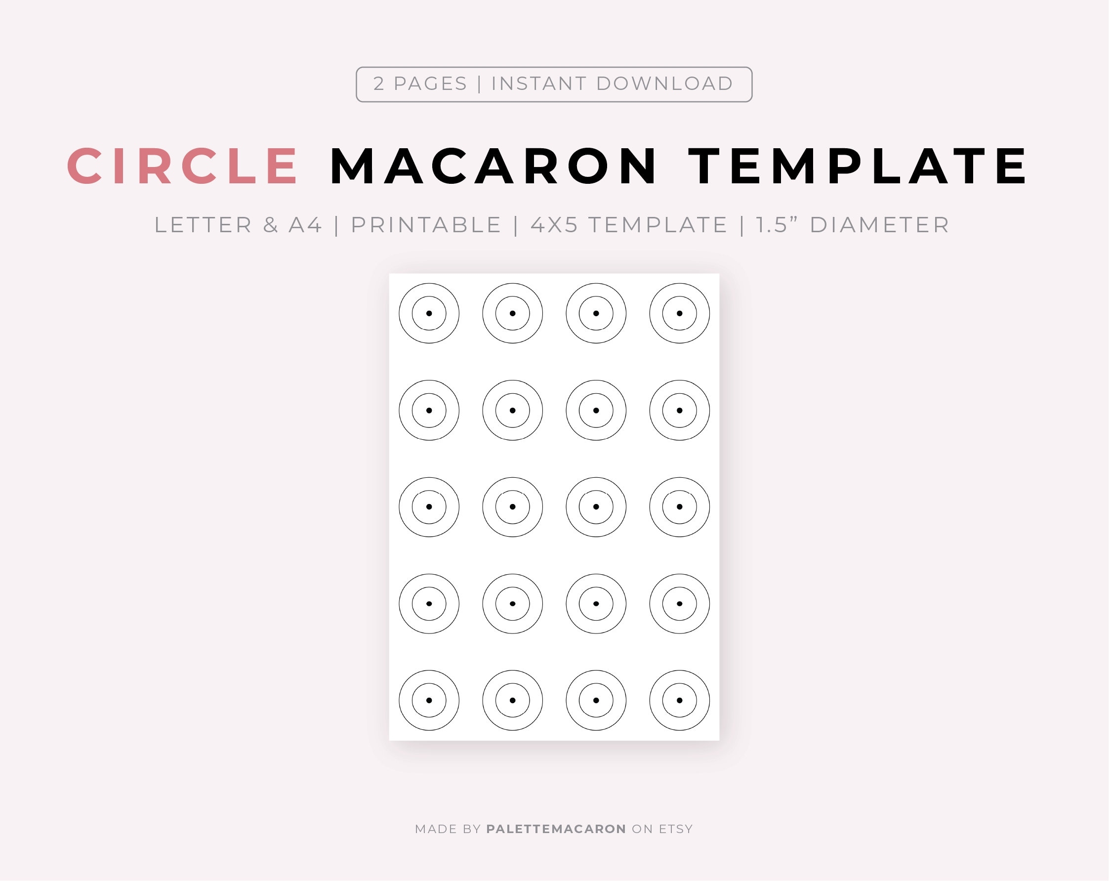 Printable Circle Macaron Template Etsy