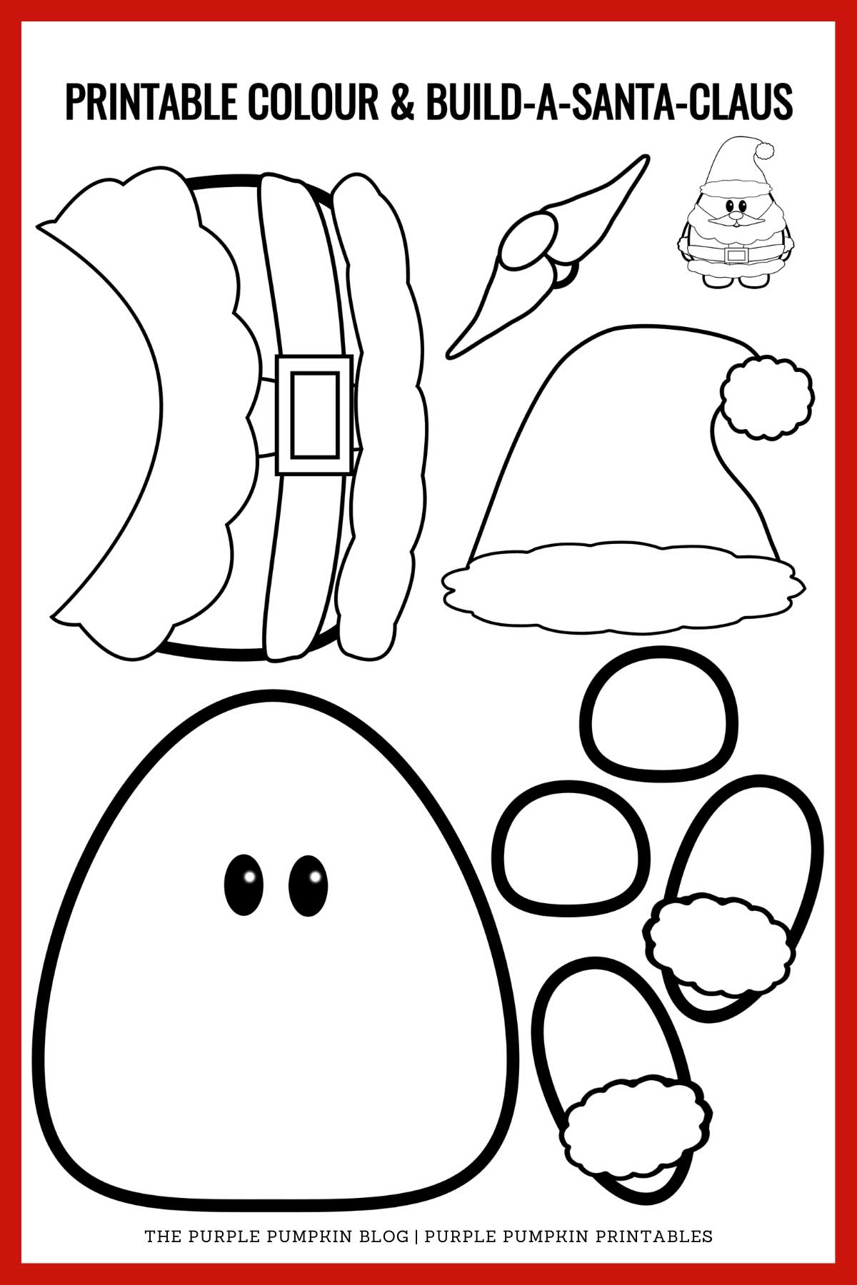 Printable Color Build Santa Claus