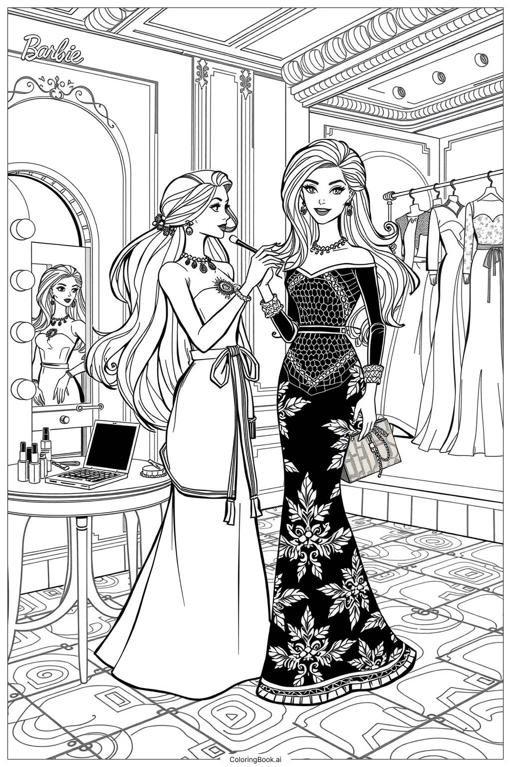 printable coloring pages of barbie