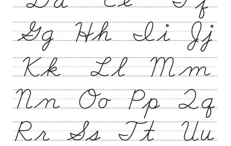 Printable Cursive Alphabet Chart PDF Upper And Lowercase Letters