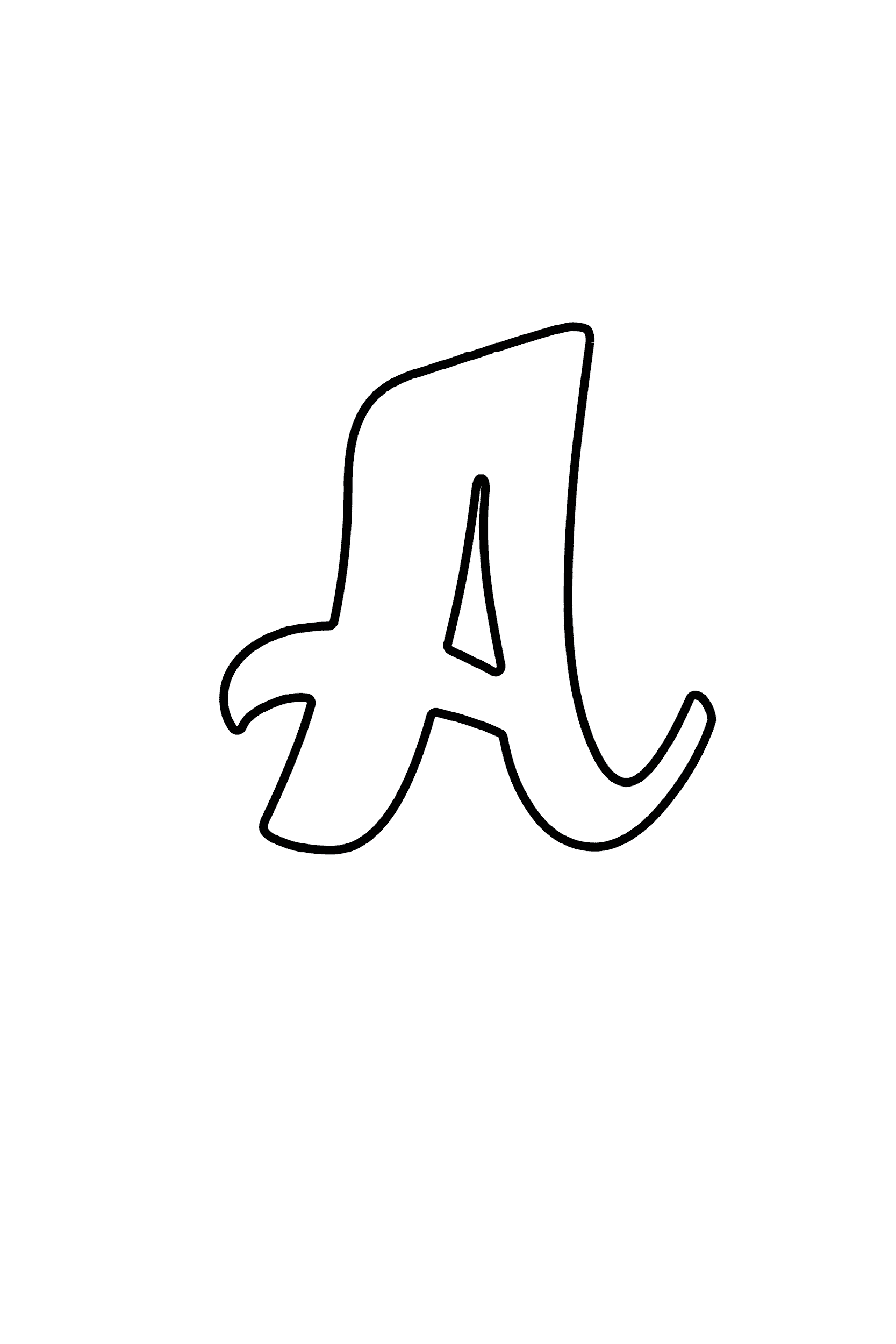 Printable Cursive Bubble Letter A