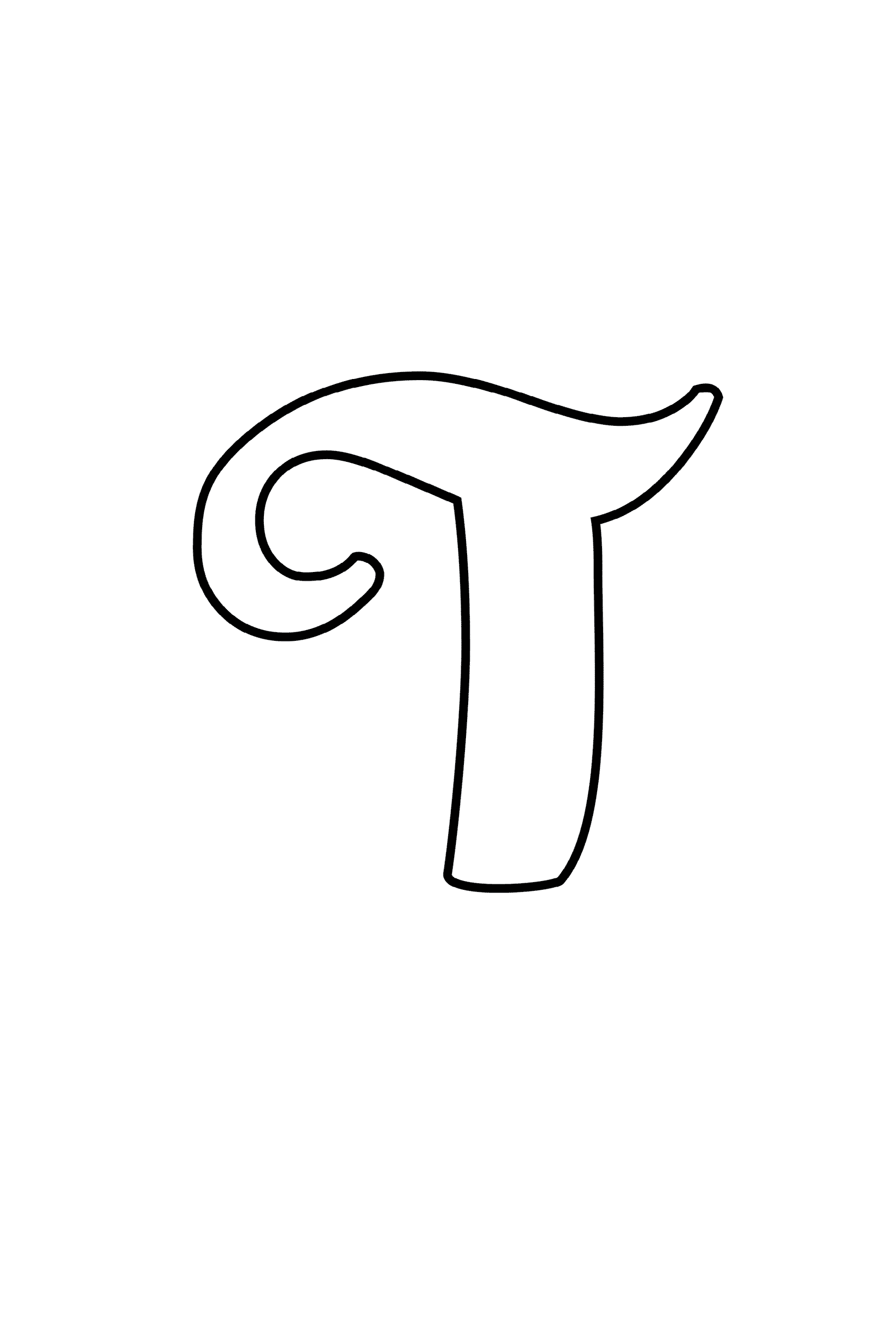 Printable Cursive Bubble Letter T
