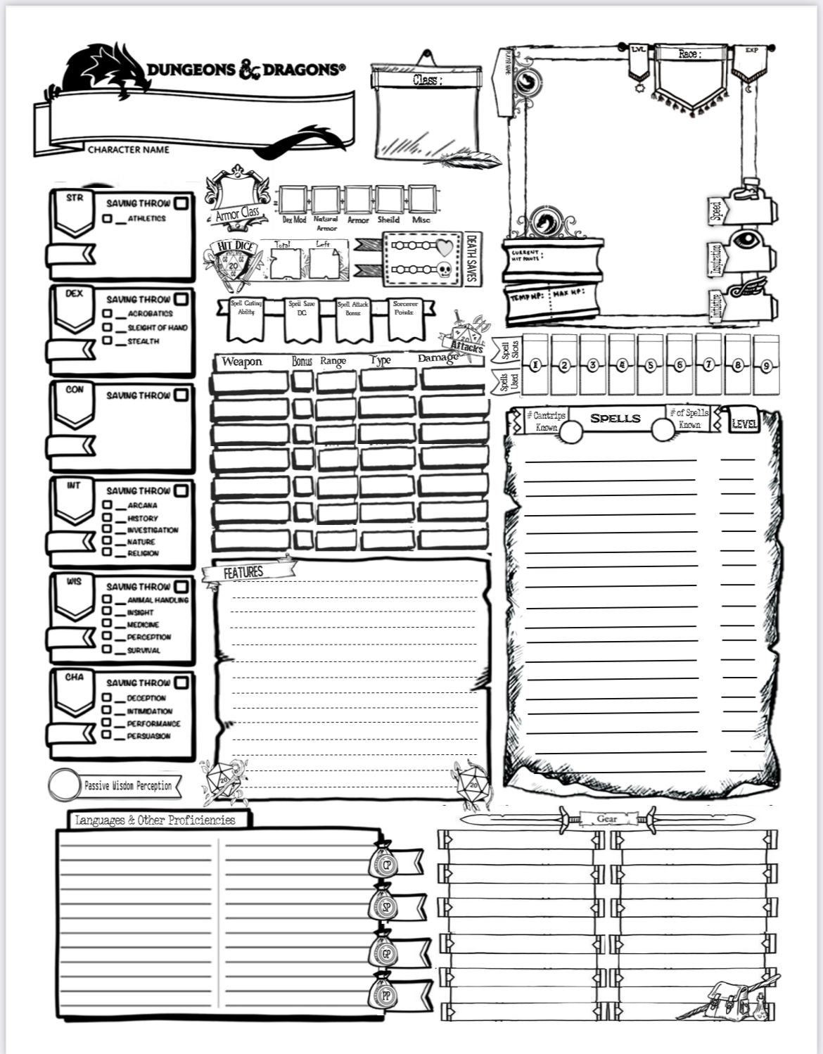dnd printable character sheet