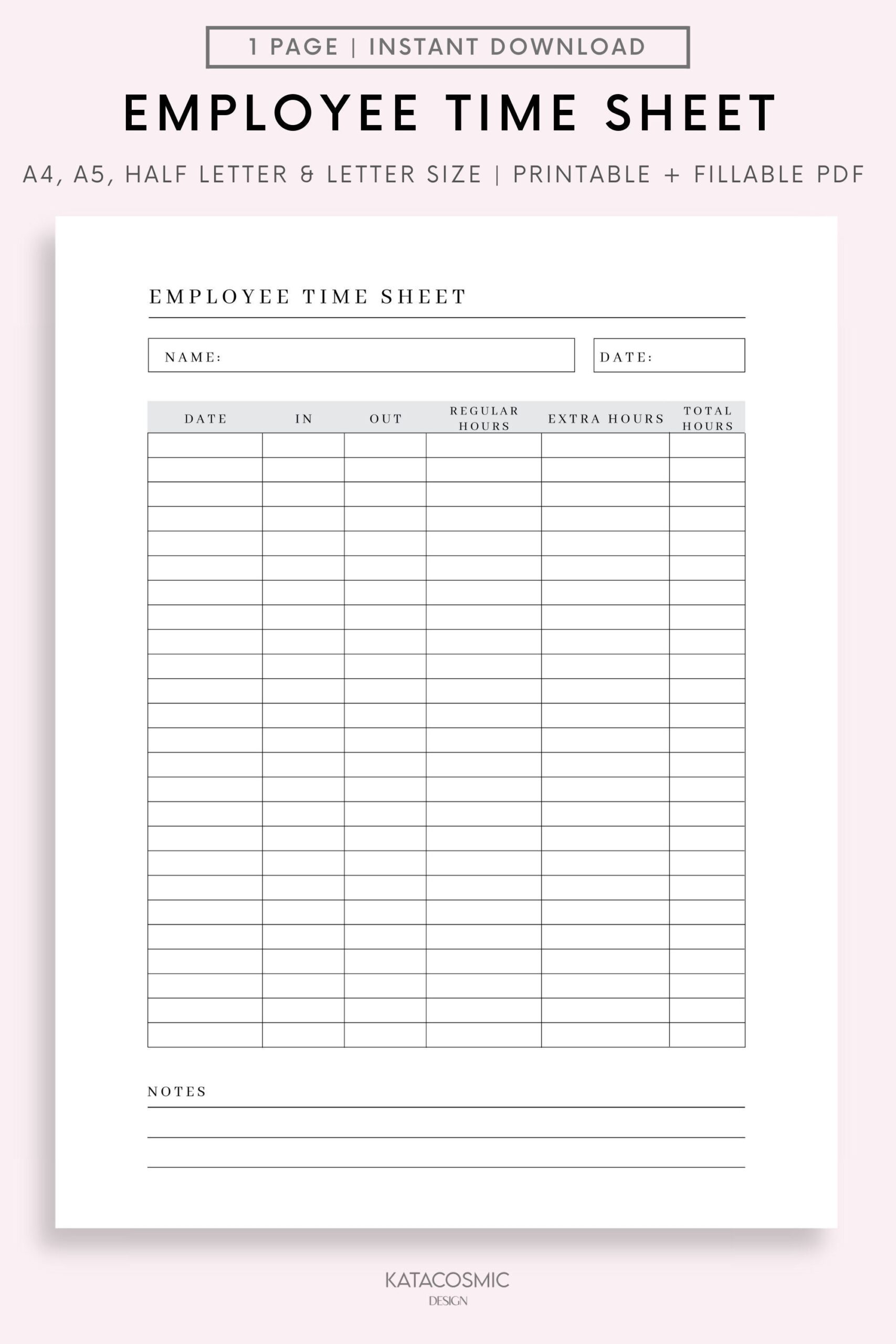 Printable Employee Time Sheet Editable Canva Digital Template Printable Time Card Work Schedule Tracker Work Log Employee Timekeep Sheet Etsy