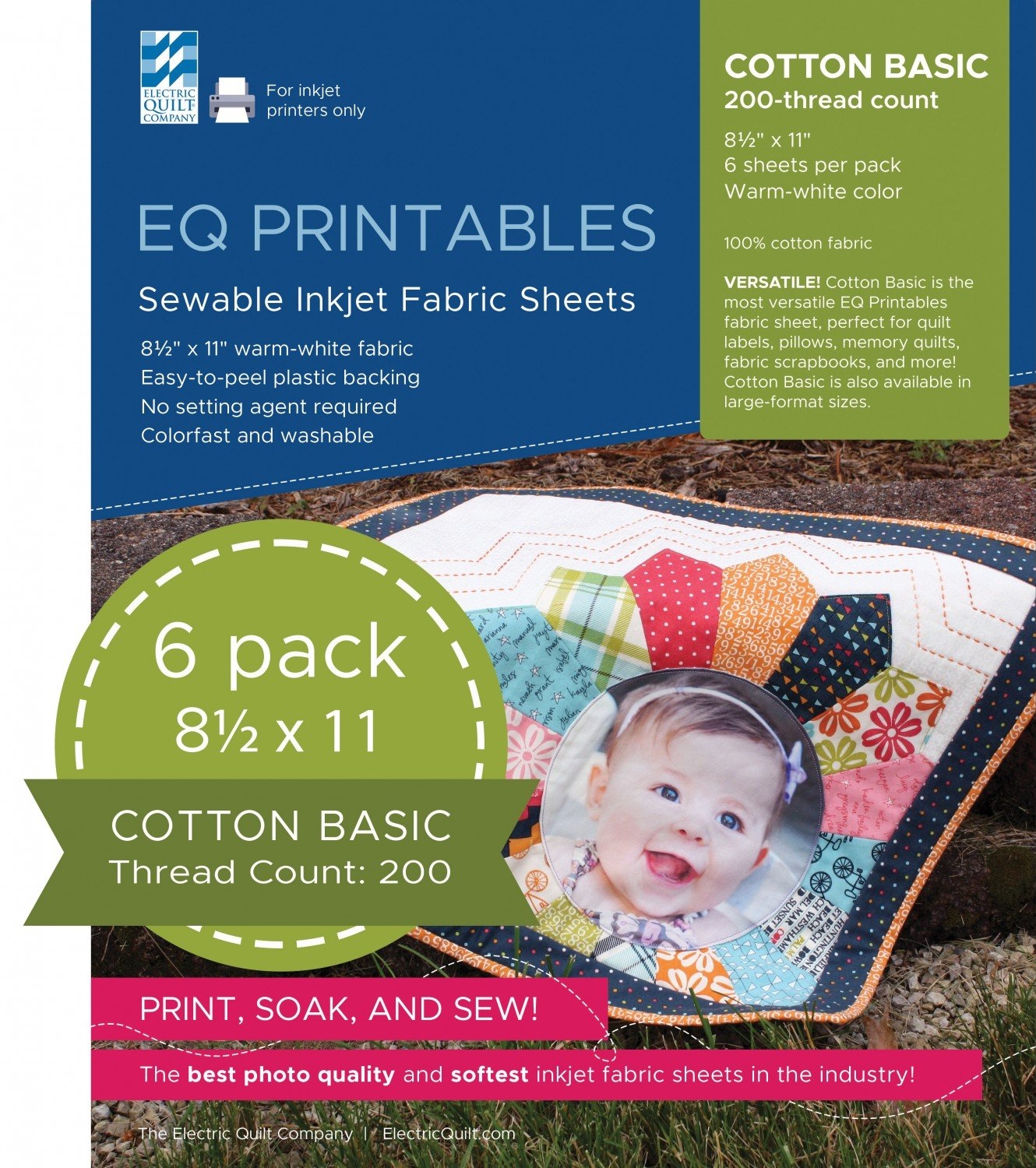 Printable Fabric Sheets EQ Printables Inkjet Cotton Basic Fabric Sheets 657920813458