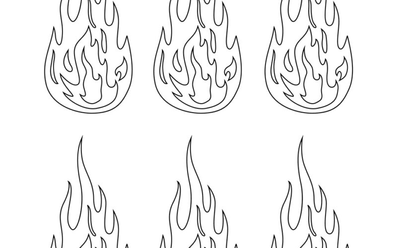Printable Flame Stickers Flame Templates Flame Shapes