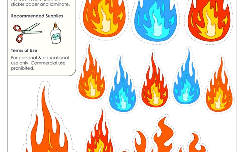 Printable Flame Stickers Flame Templates Flame Shapes