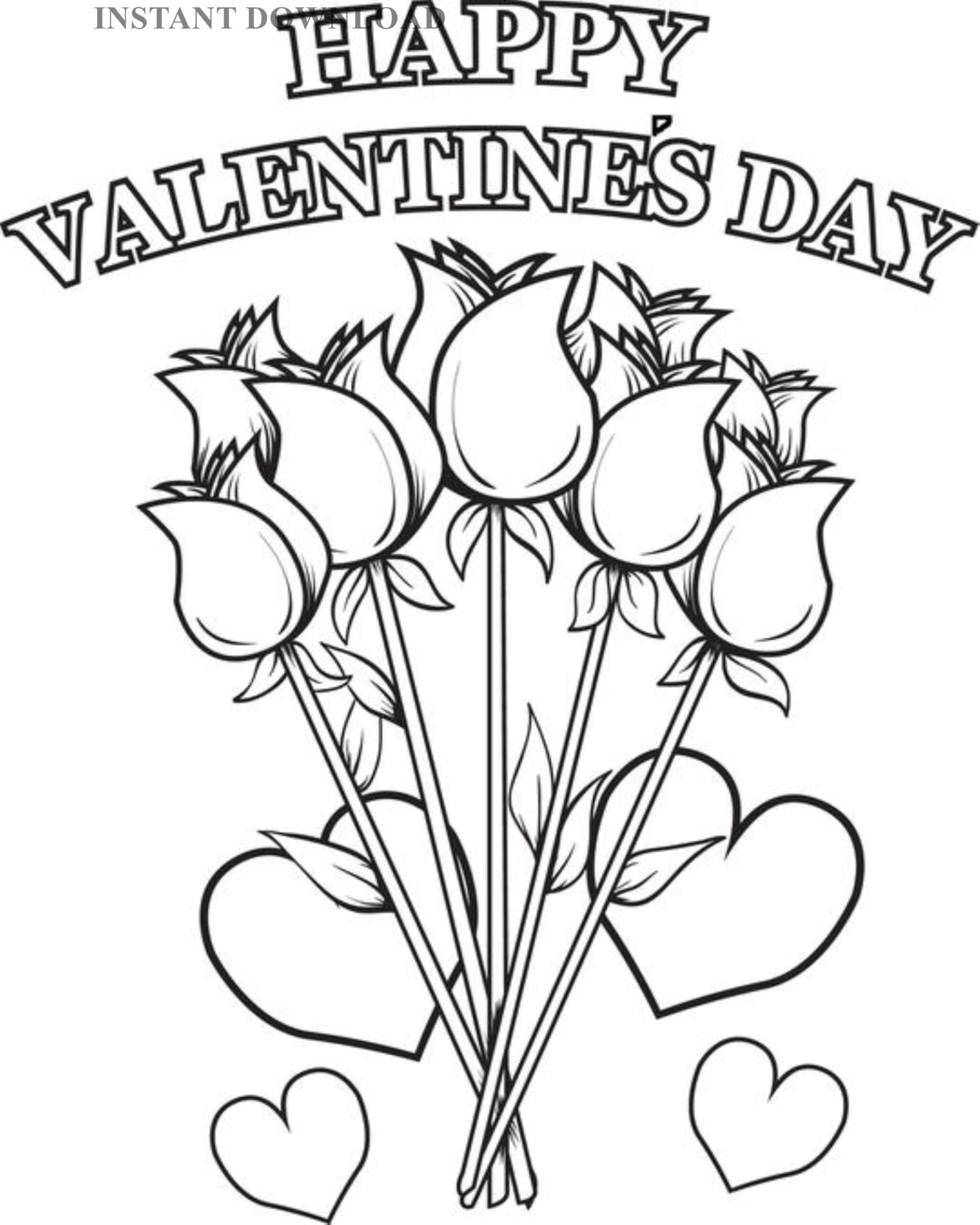 Printable Hearts And Flowers Valentine Coloring Sheet instant Download digital File 8 X 10 Printable Valentine adult Coloring Download Etsy Israel