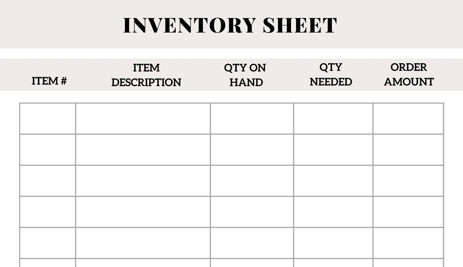 Printable Inventory Management Form Small Business Organizer PDF Etsy