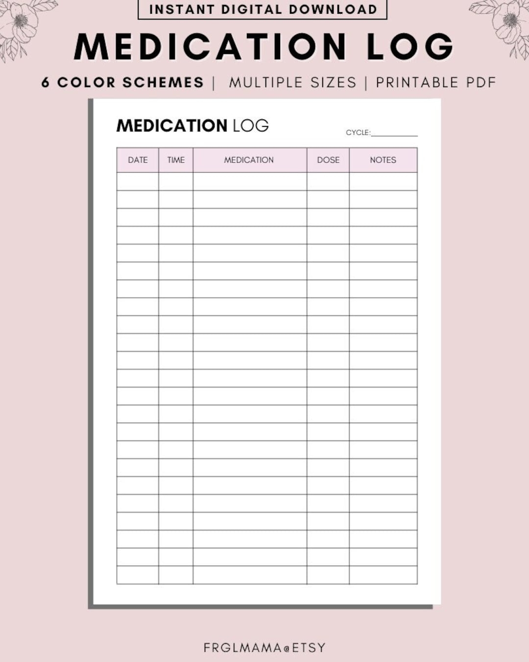 home use printable medication chart